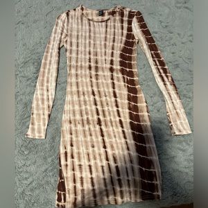Brown Tie-dye Fitted Bodycon Dress